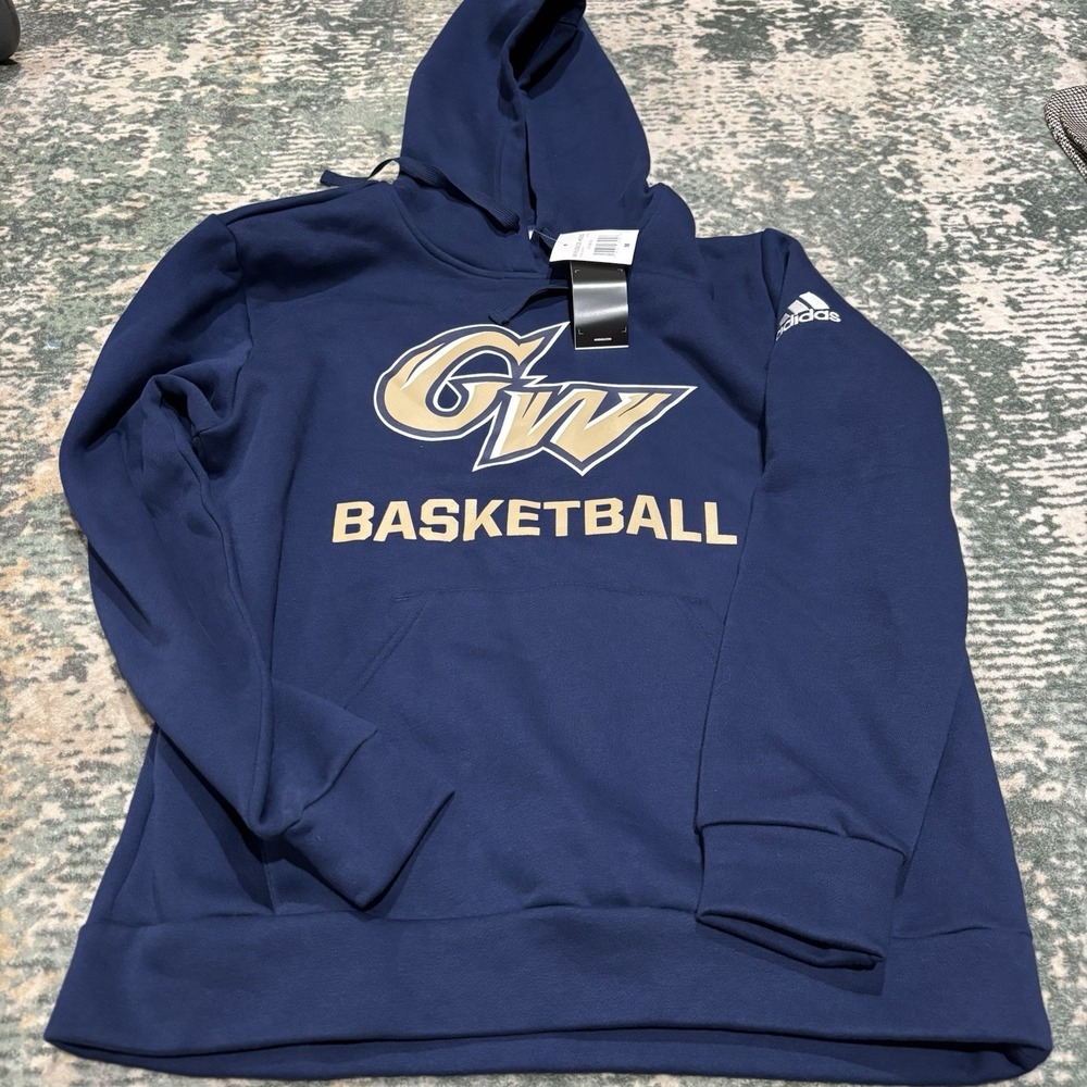 Adidas George Washington Basketball Hoodie Blue Medium NEW